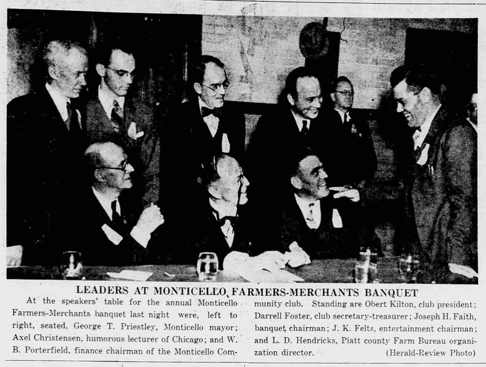 Leaders at Monticello Farmers-Merchants Banquet